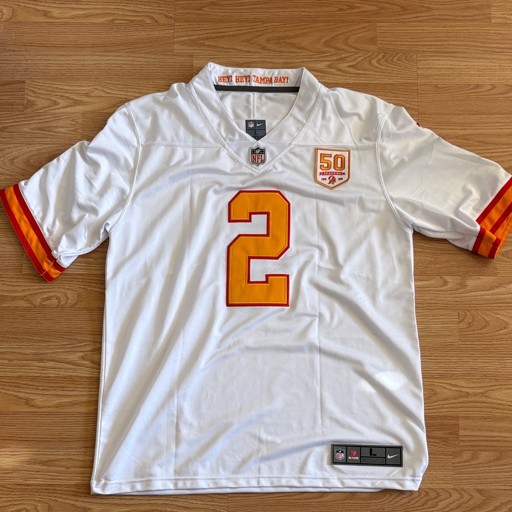 Nike White and Orange Football Jersey
